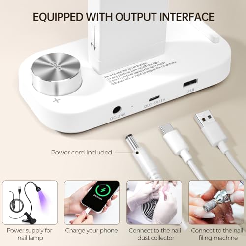 AORAEM 34" Foldable Half Moon LED Nail Lamp, 456LEDs 3350LM Half Moon Light for Nails with Phone Holder, 3 Color Modes 3000K-6000K Professional Manicure Lamp for Nail Tech Salon