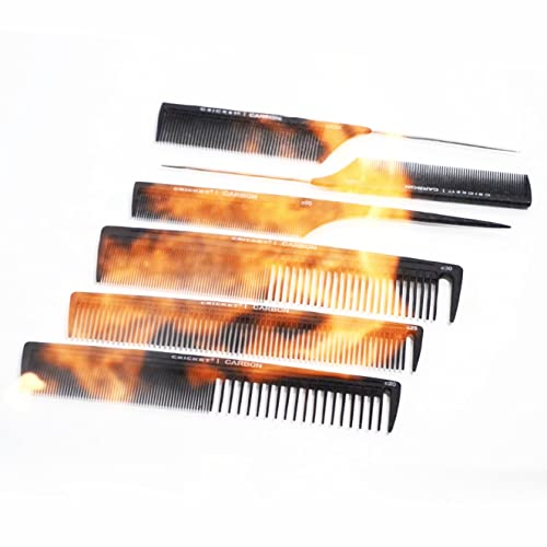 Cricket Professional Hair Stylist Carbon Comb Set ? Anti-Static, Heat-Resistant Carbon Fiber Combs with Seamless Teeth for Smooth Styling, Cutting, and Coloring ? 4-Piece Variety Pack