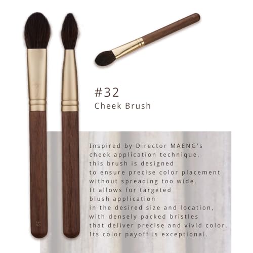 [SOO ADOR] BY MAENG #32 Cheek Brush - Precision Tool for Blush Application and Defined Cheek Colors | Designed by K-Pop Makeup Artist Maeng | Makeup Brush Blush Brush