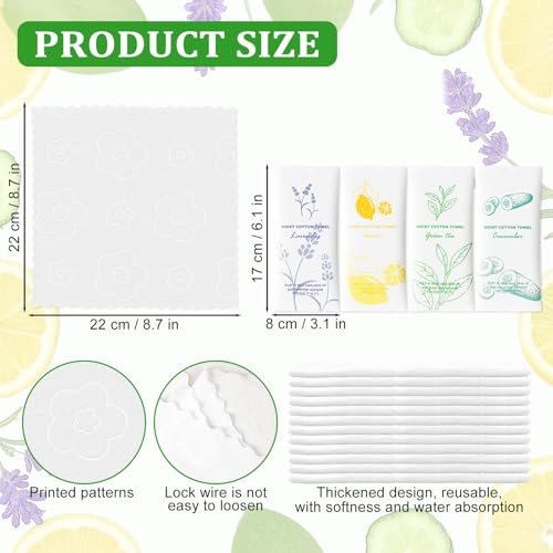 Moist Cotton Towel Bulk Moist Towelettes Individually Wrapped,White Towel Services,Refreshment Pre Moistened Towels for Dentist Travel Sport Party Hotel 20£¬Lavender,Green tea, Lemon and Cucumber