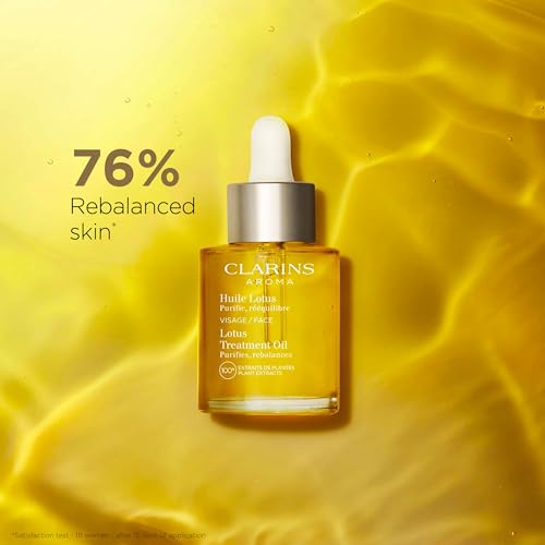 Clarins Lotus Face Oil Treatment | Hydrates, Tones and Balances Skin | Visibly Tightens Pores | Minimizes Fine Lines |Skin Is Immediately Velvety*|100% Natural Plant Extracts |Oily To Combination Skin