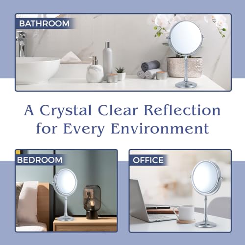 MIRRORVANA Large Double Sided 10X and 1X Magnifying Makeup Mirror with Stand in Gift Box, 15¡± Tall and 8¡± Wide