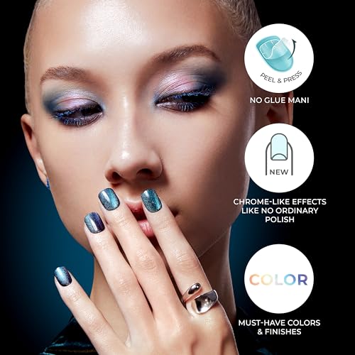KISS imPRESS No Glue Mani Press On Nails, Color FX, 'Dimension', Neutral, Short Size, Squoval Shape, Includes 30 Nails, Prep Pad, Instructions Sheet, 1 Manicure Stick, 1 Mini File
