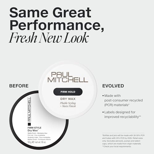 Paul Mitchell Dry Wax, Long-Lasting Hold, Matte Finish, For All Hair Types, 1.8 oz