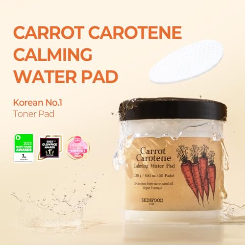 SKINFOOD Carrot Carotene Calming Water Pad and Daily Mask, Deep Hydrating, Soothing, Moisturizing for Sensitive Skin, Carrot Pad(60pads)&Carrot Daily Mask(30sheets)