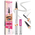 iMethod Curved Eyebrow Pen and Brow Gel - Eyebrow Pencils for Women with Hair Like Strokes, Eyebrow Makeup for All-Day Defined, Waterproof, Smudge-proof, Dark Brown and 2 Count Brow Gel Clear