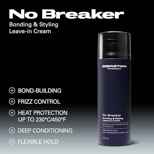 Sebastian Professional No Breaker Bonding & Styling Leave-In Cream | Intense Hair Conditioning Cream with Heat Protection | 72 HR Frizz-Free, Flexible Hold | 4.9 fl oz | Packaging May Vary