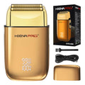 HIENA PRO Foil Shaver for Men Barber, Double Electric Foil Trimmer, Professional Electric Razor, Close Shaver, Cordless Rechargeable with USB, Detachable Design, LED Display, Gold
