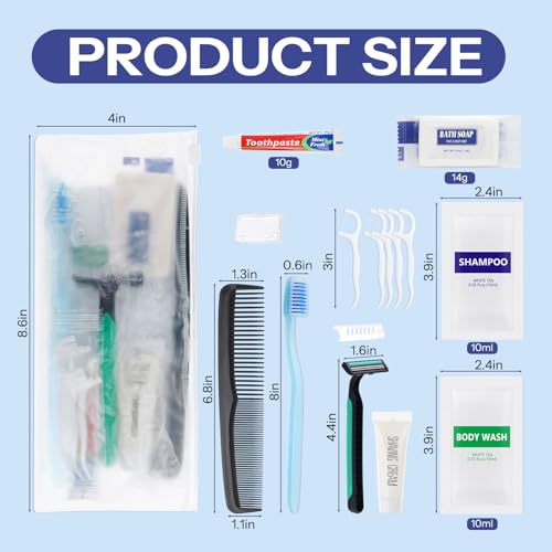 Pack of 10 Travel Size Toiletries Kit Individually Packed,Personal Hygiene Kit for Men Homeless Care Package Supplies Bulk