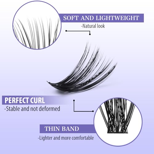 DIY Lash Clusters Kit Pre Mapped 30-100D Volume Eyelash Extension Kit 8-16mm Thick Individual Lashes 530 pcs with Lash Bond and Seal, Lash Tweezers, Super Thin Band Eyelashes