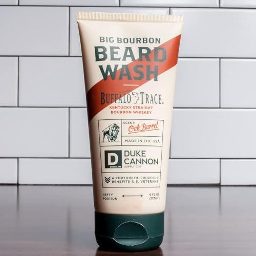 Duke Cannon Big Bourbon Beard Wash, 6oz - Hydrating Beard Cleanser with Hops Extract, Soybean Oil & Barley Protein - Woodsy Oak Barrel Scent, SLS & Paraben-Free (3 Pack)