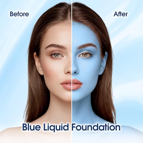 Light Blue Liquid Foundation,Full Coverage Pale Blue Body Paint for Corpse Bride Halloween SFX Avatar Sally Makeup