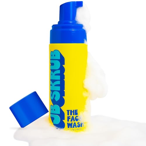 JB SKRUB The Face Wash - Gentle Facial Cleanser for Kids, Tween and Teen Boys - Fragrance-Free Foaming Face Wash with Aloe Vera & Chia Seed for Sensitive Skin - 5 Fl. Oz