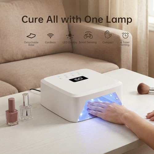 UV Nail Lamp CHRISTINE SHELLY, Rechargeable LED Nail Light Professional Nail Dryer with 4 Timer Setting, Touch Control & Auto Sensor Curing lamp, White Women