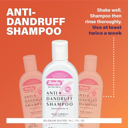 Rugby Selenium Sulfide Anti-Dandruff Shampoo - Blue Formula for Normal Hair - 7 Oz (10-Pack)