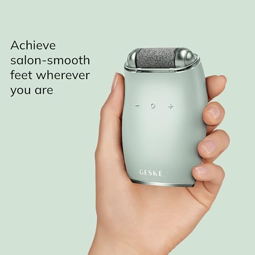 GESKE Electric Pumice Foot Smoothing Roller | 7 in 1 | Electric Foot File & Exfoliator | Long-Lasting Pumice Stone | for Smooth Feet | Advanced Callus Removal | Ideal for Your Pedicure Set