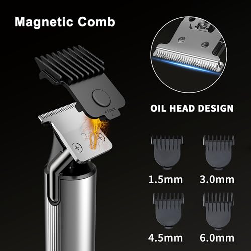 Hair Trimmer for Men,Professional Barber Trimmer,Cordless T-Blade Hair Clippers Precision Edgers T Liners Rechargeable Beard Trimmer,Waterproof Haircut kit,Long-Lasting Battery