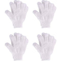 Hotop 4 Pairs Shower Gloves Scrubbing Gloves Dual-Sided Exfoliating Glove Body Bath Scrubs, White