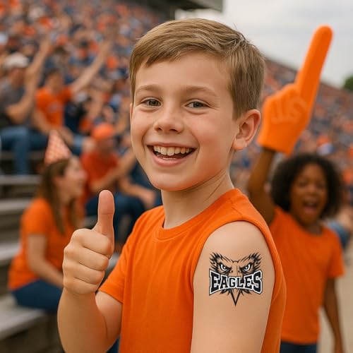 Eagle Mascot Temporary Tattoos ? 25-Pack Pre-Cut Skin-Safe Tattoos ? School Spirit Party Favors, Sports Events, and Classroom Prizes ? FDA Compliant