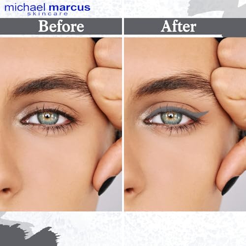 michael marcus Makeup Cake Eye Liner & Eyeliner Brush (Trashy) - Water Activated Dry Pressed, Long-Lasting & Smudge Resistant Eyeliner - Cruelty & Paraben Free - For Beginner & Pro Makeup Artist