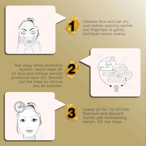 STARSKIN VIP Gold Mask Face, Coconut Bio-Cellulose Revitalizing Face Mask for all Skin Types, Korean Skin Care, Instant Hydration and Plump, Moisturizing and Nourishing, K-Beauty (Pack of 1)