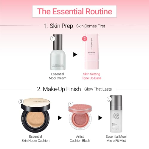 JUNG SAEM MOOL Skin Setting Tone Up Base 1.35 Fl Oz, Pink Luminizing Makeup Primer, Hydrating K-Beauty Base for Radiant Glow & Smooth Skin, Camu Camu for Vibrant Complexion, Longlasting, Korean Makeup