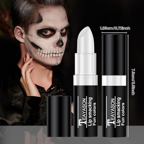2 PCS White Black Face Paint White Body Paint, Eye Black Football, Matte Lipstick Set for Halloween Vampire Zombie Clown Cosplay Makeup