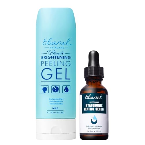 Ebanel Bundle of Hyaluronic Acid Serum, and Exfoliating Face Scrub Peeling Gel, 4.12 Oz