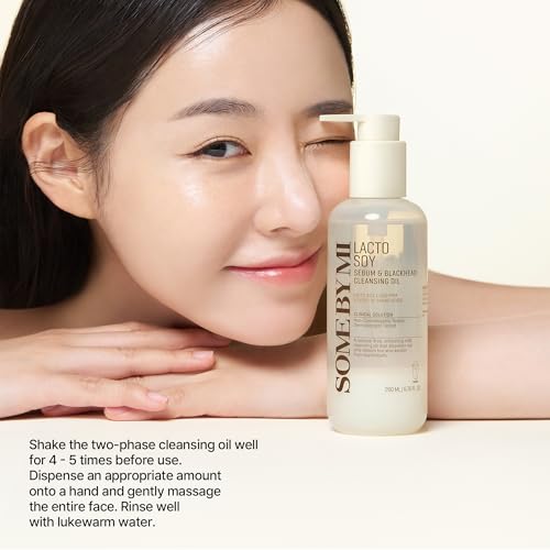 SOME BY MI Lacto Soy Sebum & Blackhead Cleansing Oil ? 6.76oz, 200ml ? Korean Vegan Makeup-Removing Oil Cleanser with Soybean Extract & Serine ? Deep Cleansing for Blackheads & Pore ? Korean Skin Care
