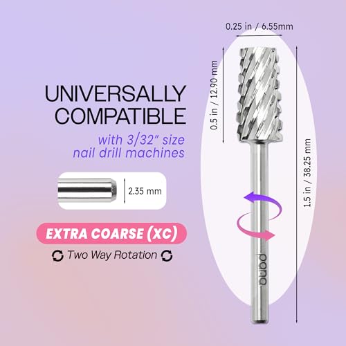 pana Professional USA Tapered Barrel Bit Nail Drill (Gold, Silver, Ceramic) (Extra Coarse (Silver))