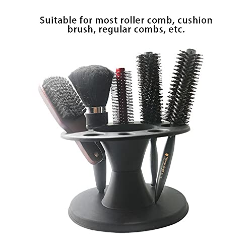 Ejoyous Hair Brush Holder, Plastic Round Comb Hair Accessory Organizer Display Rack Hair Styling Brush Stand Shelf Accessories for Salon Home (Black) (Black)