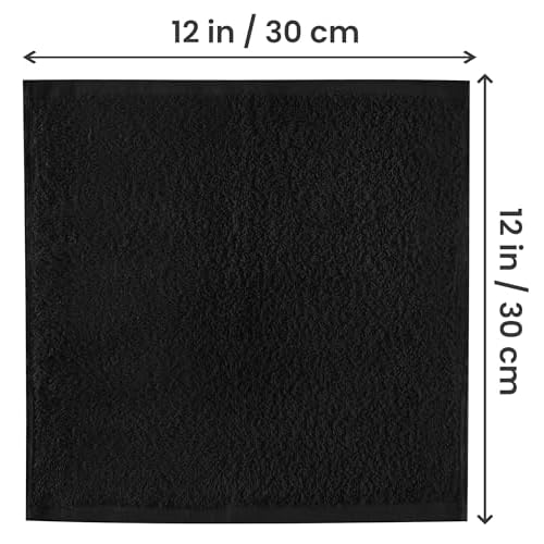 Utopia Towels 24 Pack Cotton Washcloths Set, 100% Ring Spun Cotton, Premium Quality Flannel Face Cloths, Highly Absorbent and Soft Feel Fingertip Towels, Black