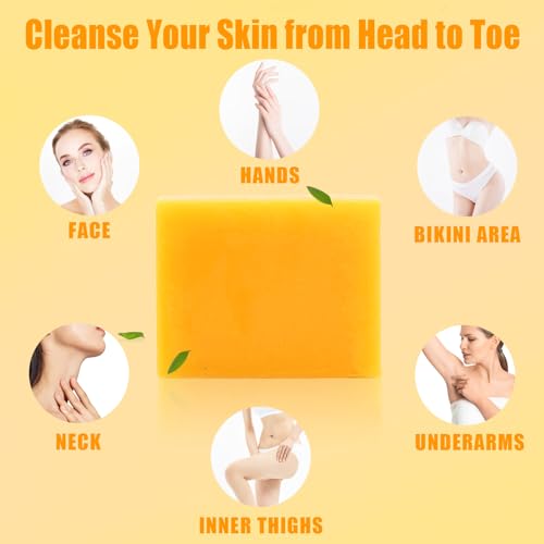 3 Pack Turmeric Soap Bar for Face & Body Cleanser, Organic Turmeric Soap, Smooth Skin and Moisturizing, All Natural Tumeric Soap, Handmade Turmeric Face Soap Ginger Soap, 3.53oz ¡¿ 3