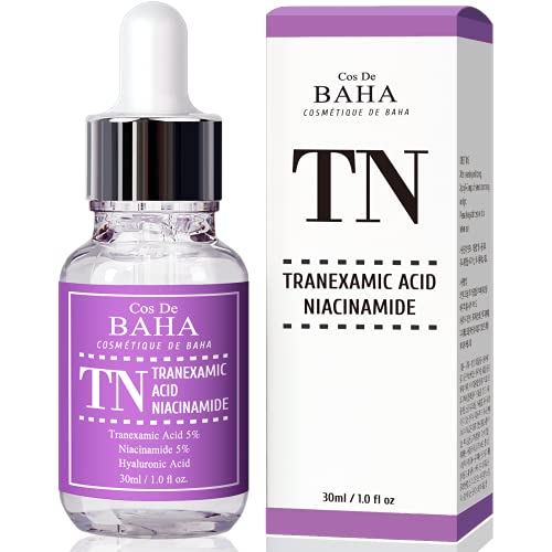 Cos De BAHA Tranexamic Acid 5% Serum 1 Fl Oz ? Niacinamide 5%, Hyaluronic Acid & Aloe for Dark Spots & Uneven Tone, Remover Melasma (30 ml)