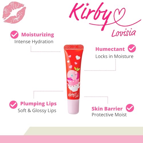 Kirby Cute Lip Gloss for Girls, Small Lip Gloss for Women with Tea Tree, Rose, Camellia Extract & Vitamin E, Matcha Natural Lip Gloss Oil & Lip Moisturizer Made in Japan, GREEN TEA
