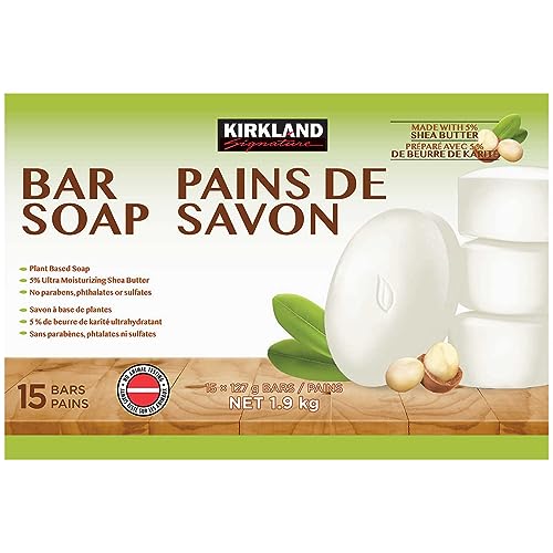 KIRKLAND Signature Bar Soap with Shea Butter, 4.5 Ounce (15 Count)