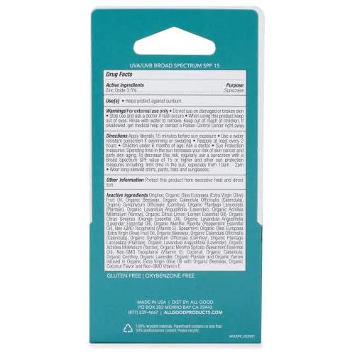All Good Organic SPF15 Lip Balm - Hydrating Lip Care with Olive Oil, Beeswax, Calendula, Lavender, Vitamin E - Lip Moisturizer with Zinc Oxide Protection - Original, Spearmint & Coconut (9-pack)