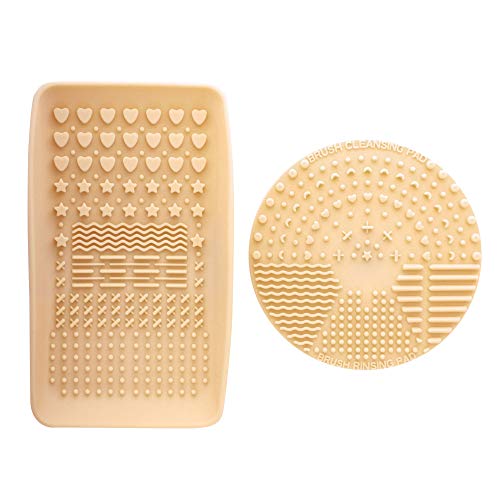 Nanshy Silicone Makeup Brush Cleaner Pad & Makeup Brush Cleaning Palette Glove, Set of 2 Tools for Quick Clean or Deep Cleansing