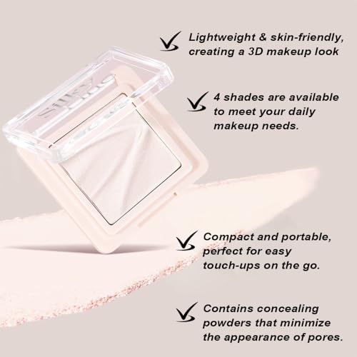 Contour & Highlighter Palette - Nude Pink Beige White Clear Natural Brightening, Non-Cakey Satin Finish for Flawless Sculpting (01# Milk Rice White)