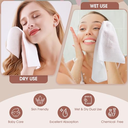 2Pack Disposable Face Towel Facial Cloth Thicker Large Size 10"X12" Towelettes Disposable for Washing Face Clean Skin Towels Facial Towels