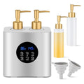 Massage Oil Warmer Heater with 4 Massage Oil Bottles and 2 Funnels,Adjustable Temp (86?149¡ÆF)&Timer (0.5?24H) Lotion Warmer,Dual Bottle Heated Oil Dispenser for Spa, Salon & Home Use(Silver)