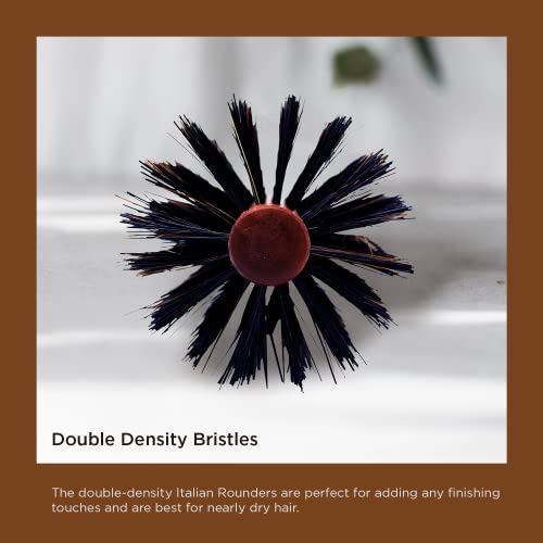 Spornette Italian XL Rounder Hair Brush - Round Double Density Boar Bristle Brush With Wooden Handle For Blow Drying, Styling, Volumizing, Straightening And Curling Medium To Long Hair (3 Inch)