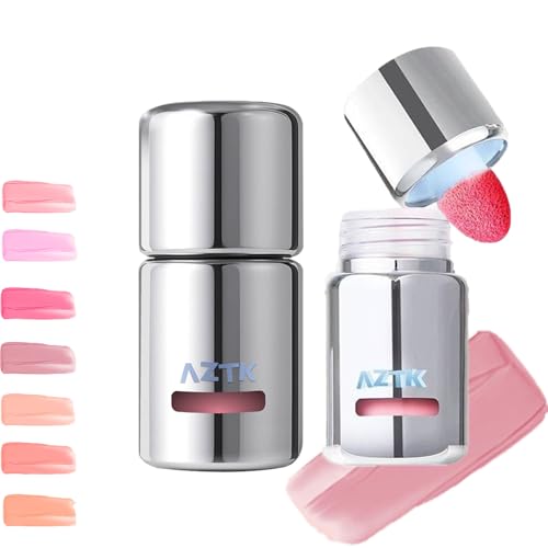 Aztk Liquid Blush, Aztk Jelly Color Liquid Blushes, Blush for Cheeks, Blushes Lotion with Sponge Head, High-Pigment, Long-Lasting, Waterproof, Matte Finish, 5ml (JC04)
