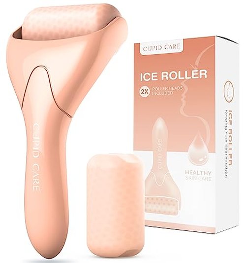 CUPID CARE Ice Roller for Face [2-Rollers], Ice Face Roller Ice Compress Facial Roller Massager for Beauty, Calms Skin, Face Roller Skin Care Tool Woman Gifts | Apricot Pink