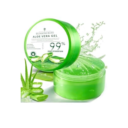 BLOSSOMBLISS Aloe Vera Gel from Freshly Cut Pure Aloe Vera - for Skin, Hair, Face and Scalp - Deep Hydration, After Sun