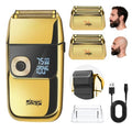 DSP¢ç Bald Shaver for Men Shavers for Men 2 in1 Barber Shaver with Precision Trimmer 3-Speed Electric Razor with LED Digital Display Stainless Steel (Gold)