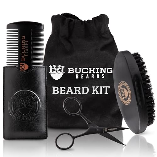 Beard Kit for Men - All-in-One Beard Grooming Kit with Brush, Comb, Scissors & Travel Bag - Durable Grooming Tools for Daily Style and Care