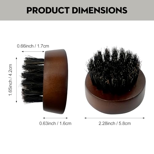 Men's Beard Brush, Small Round Wooden Handle, Sophisticated Boar Bristles