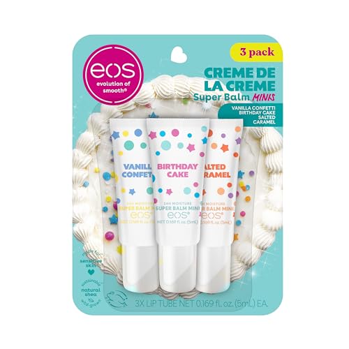 eos 24H Moisture Super Balm Minis- Cr?me de la Cr?me, Limited-Edition Lip Mask, Lip Mask, Made for Sensitive Skin, Shea Butter, Variety Pack, 0.169 fl oz, 3-Pack