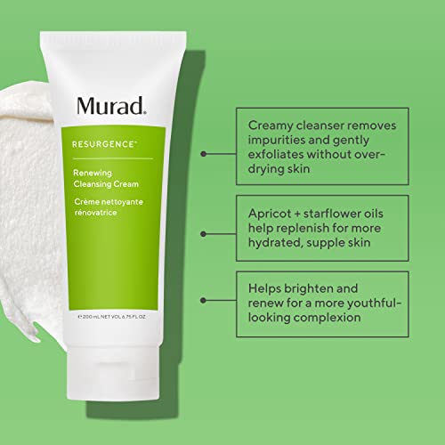 Murad Renewing Cleansing Cream - Age-Defying Gentle Face Wash with Lactic Acid & Vitamin E for Luxurious Smooth Skin - Apricot, Starflower and Peptides to Clean & Nourish Dry Skin & Wrinkles